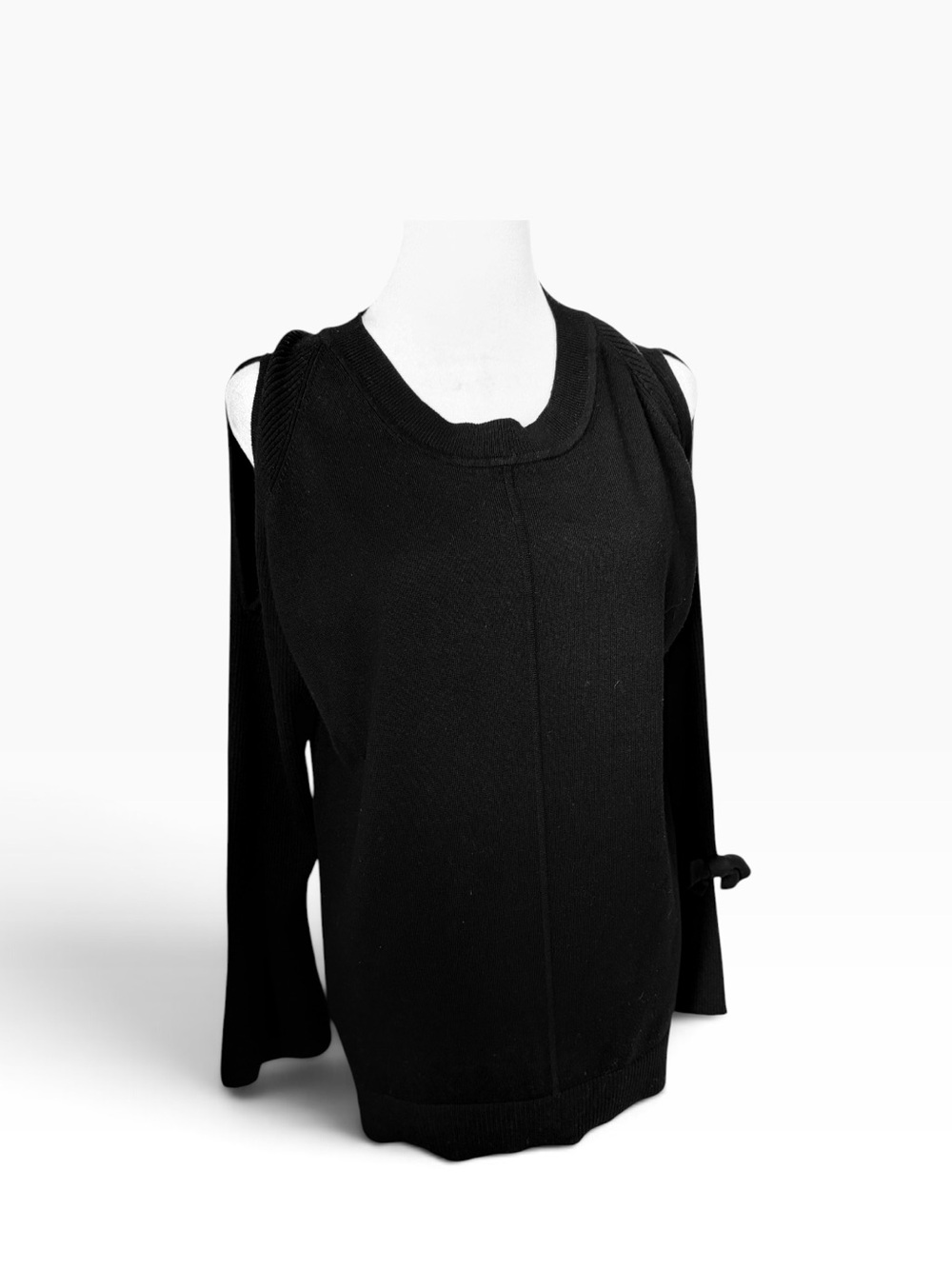 Karl Lagerfeld Cold Shoulder Ribbed Knit Sweater – Size L